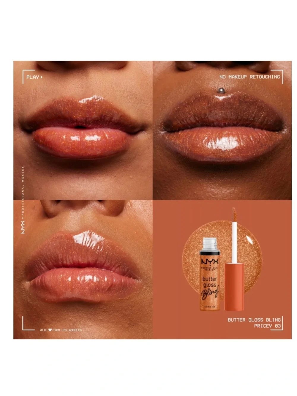 NYX Professional Makeup Butter Gloss Bling! Lip Gloss Shade Pricey Full Size NWT